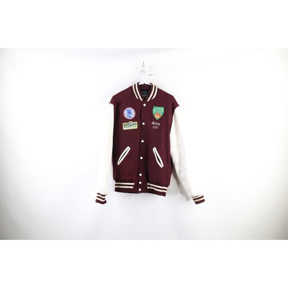 Vtg Y2K Womens Medium Wool Leather Marching Band Varsity Letterman Jacket USA